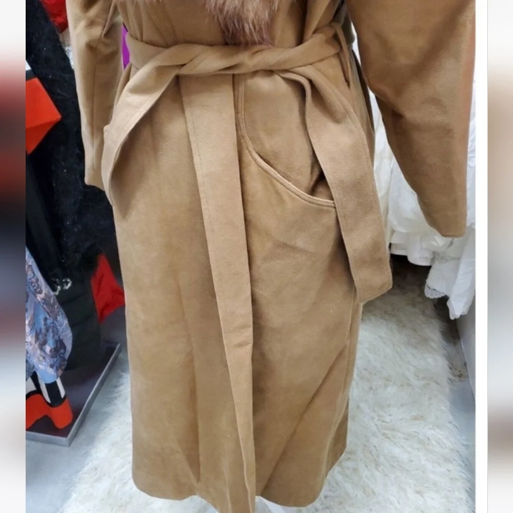 ERNST Strauss vintage ultra Suade coat with fur collar - Picture 3 of 6